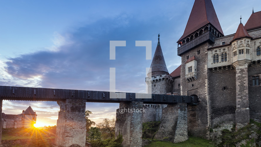Old castle in Transylvania at sunrise
