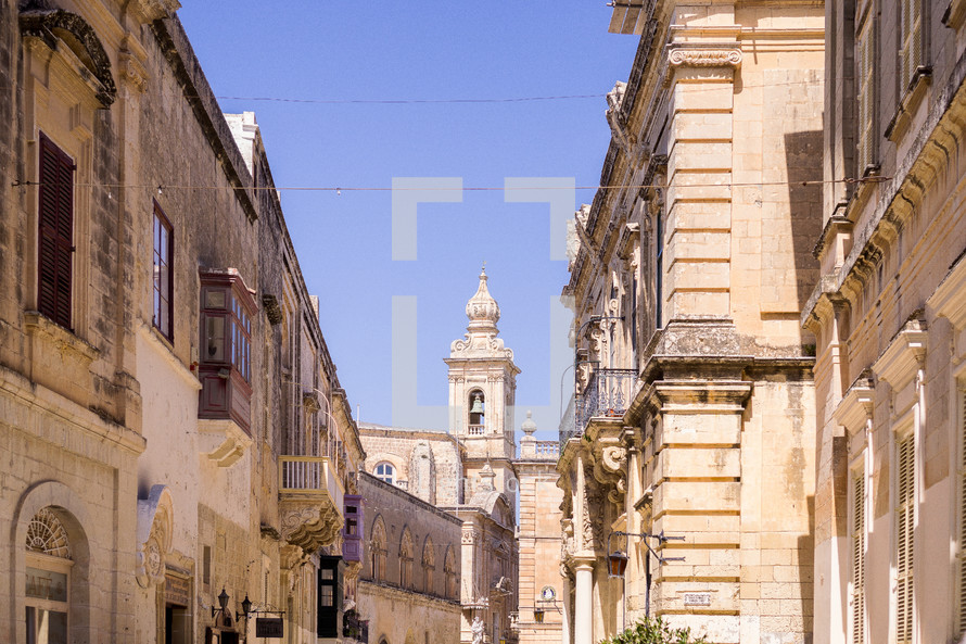 Streets of Old Town Valetta Malta
