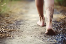 Close Up Foot of a Girl Walking