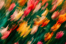 AI Generated Image. Spring motion blurred floral pattern