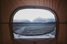 view through a camper window 
