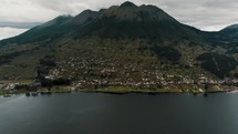 Wide shot of Imbabura Stratovolcano Under Lake San Pablo In Northern Ecuador.