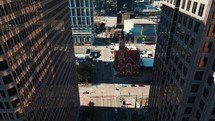 Tilted Down Aerial of Pearl Street in Downtown Dallas, Texas	