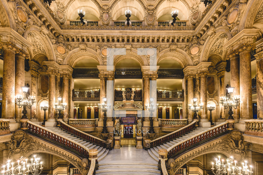 The Grand Staircase of the Opéra Garnier of Paris