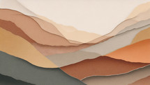abstract landscape in earth tones, torn and cut paper design