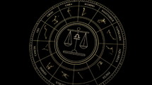 LIBRA Sign in the Zodiac Wheel With Star Constellations