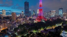 Twilight time-lapse of Tokyo Tower in Minato, Tokyo, Japan.