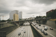 traffic on downtown highways in Seattle 