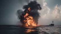 AI Generated Image. Explosion at sea
