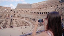  Interior view of the Colosseum an ancient amphitheater in Rome, establishment shot
