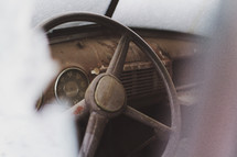 rusty old steering wheel 