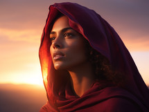 A Portrait of a woman at sunset