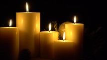 Advent candles, slow pan with space for your own content overlay.