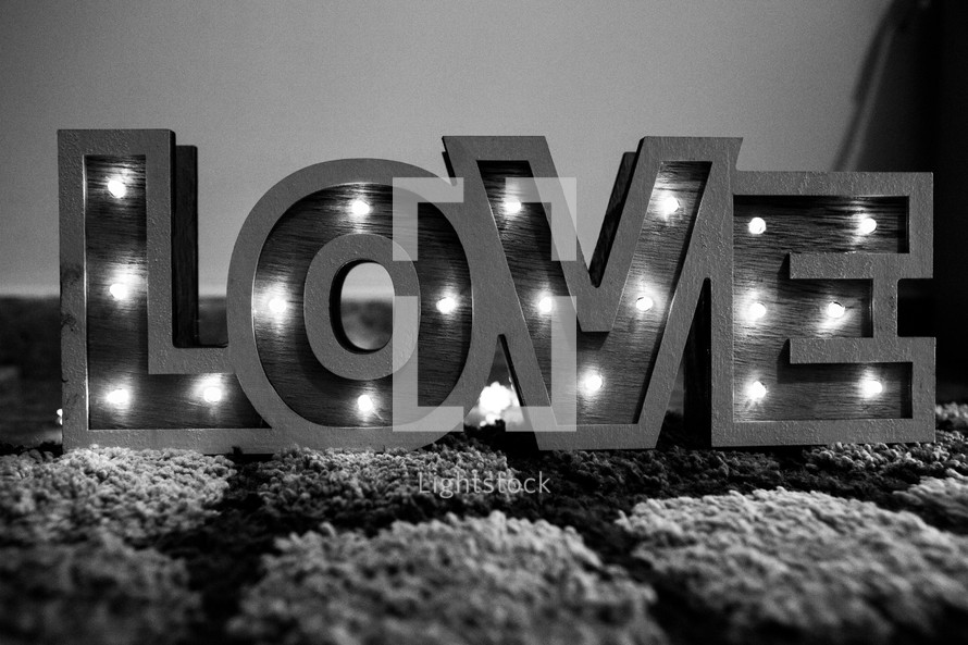 Decorative Love Lights in Black and White