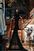 portrait of a woman in an elegant black dress 