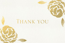 watercolor gold roses in corners and thank you 