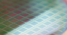 Macro shot of a silicon wafer used in semiconductor manufacturing