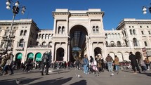 MILAN, ITALY:  Tourists in Piazza Duomo (meaning Cathedral Square) 