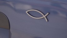 Jesus fish decal on a vehicle 