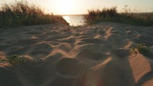 Soft Sand dune near the ocean before sunset