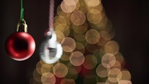 Christmas Balls on blurred tree and copy space
