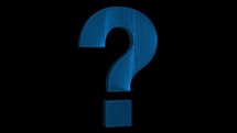 Blue Question mark sign rotating loop on black background