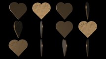 Valentines 3D hearts rotating loop on black background