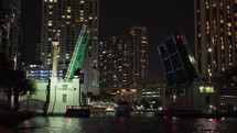 Drawbridge Opening for Large Boat on Miami River in Downtown Miami