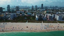 Aerial Shot of South Beach and Miami Beach City Skyline