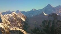 Cinematic scenic flight Mt Everest Lost Himalayas mountain range Nepal Kathmandu 