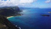 Aerial view of Makapu’U Point trail in Hawaii.