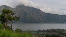 Time Lapse of Lake Batur Volcano Looking at Mount Abang in Kintamani Bali in The Morning