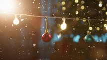 Christmas Lights And Balls Background