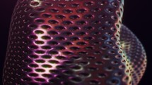 3D Blob Morphing, Circular Holes Mesh, Textured Shell, Seamless Loop, Bio Tech, Futuristic, Slime	