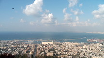 Time lapse of clouds of the port city of Haifa, Israel