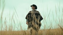 Cowboy alone in the steppe