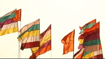 colorful, flags, blowing, breeze, wind