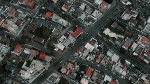 Drone shot of Streets And Buildings In The City Of Quito In Ecuador - drone shot	