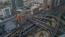 Dubai Highway Street Between The Skycrapers