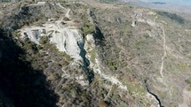 Aerial view of Hierve el Agua, set of natural travertine rock formations in San Lorenzo Albarradas, Oaxaca.	