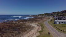 South Africa aerial of small surf town, Garden Route 