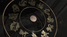 Zodiac Signs Inside a Golden Wheel with Plexus