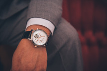 wrist watch on a groom 