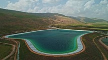 Aerial footage of a large water reservoir in north Israel