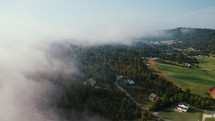 Drone Shot Flying Through Fog and Mountains