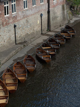 Row of canoe boats