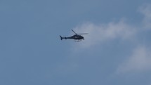LONDON, UK - CIRCA JUNE 2018: BBC News helicopter hovering over London for live aerial footage