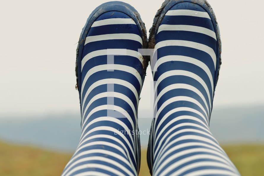 striped rain boots 