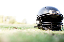 football helmet on the field 