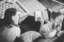 Women sharing during a Bible study.
